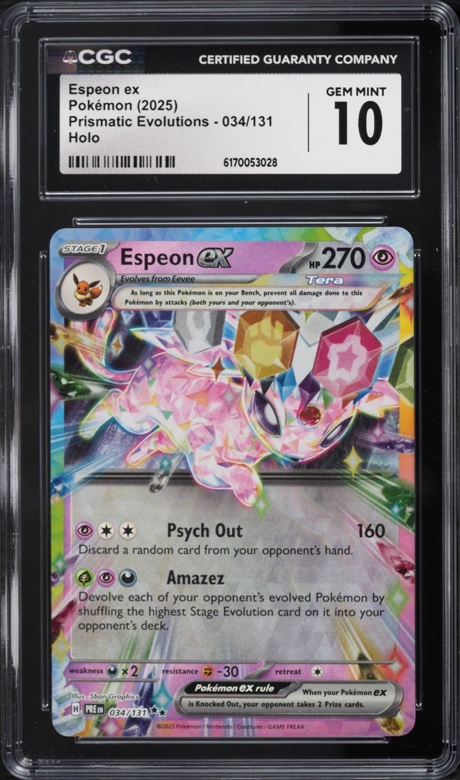2025 Pokemon Scarlet & Violet Prismatic Evolutions Holo Espeon Ex #34 CGC 10 GEM MINT