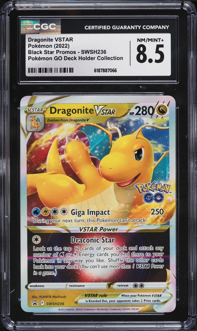 2022 #SWSH236 Dragonite VSTAR CGC 8.5 Pokemon Sword & Shield Promo GO Deck Holder