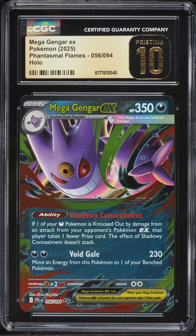 2025 Pokemon Mega Evolution Phantasmal Flames Holo Mega Gengar Ex #56 CGC 10 PRISTINE