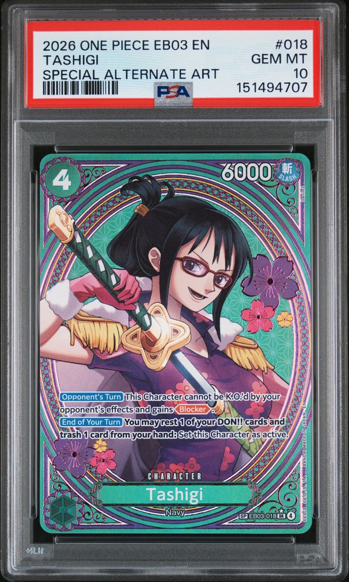 2026 #018 Tashigi PSA 10 One Piece EB03-Extra Booster -One Piece Heroines Edition-