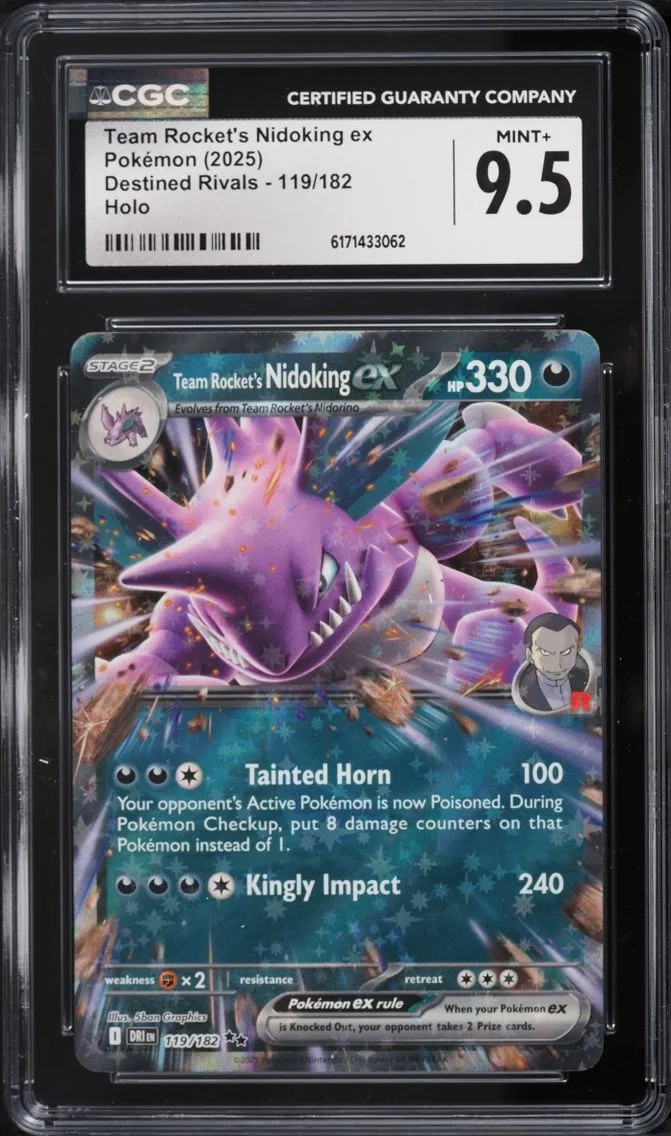 2025 Pokemon Scarlet & Violet Destined Rivals Team Rocket's Nidoking Ex #119 CGC 9.5 MINT+
