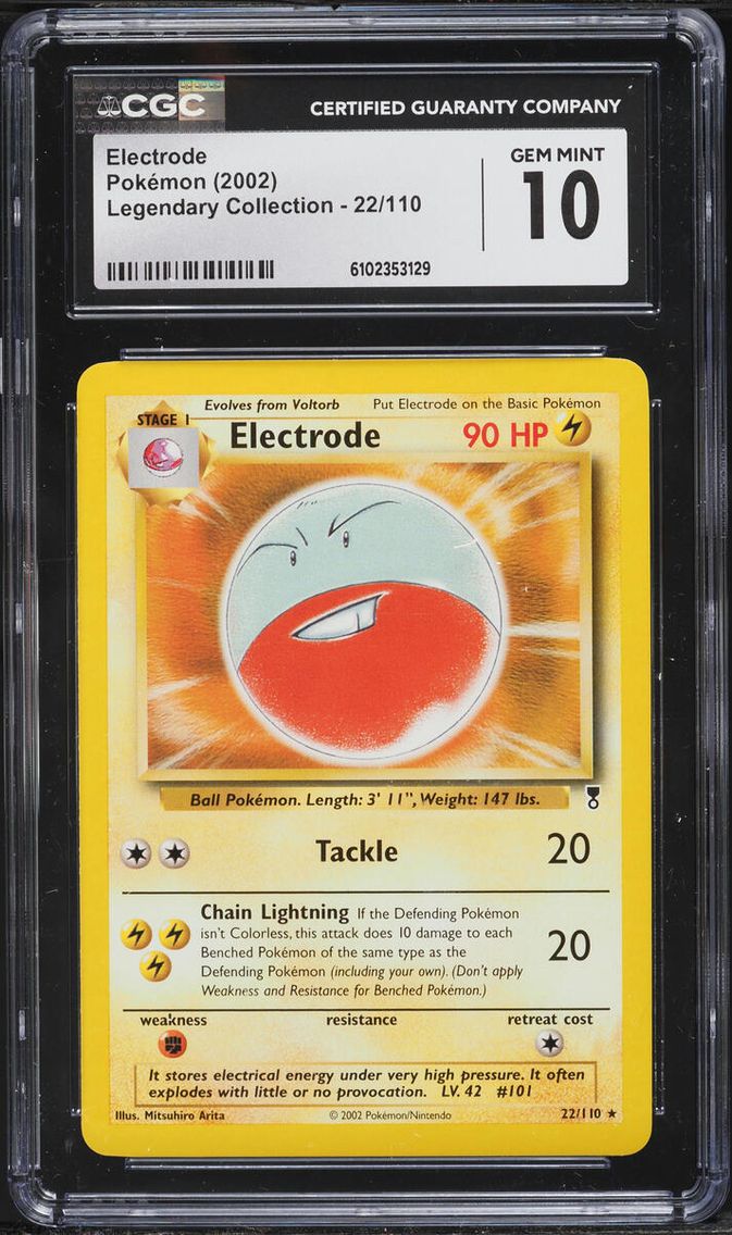 2002 Pokemon Legendary Collection Electrode #22 CGC 10 GEM MINT