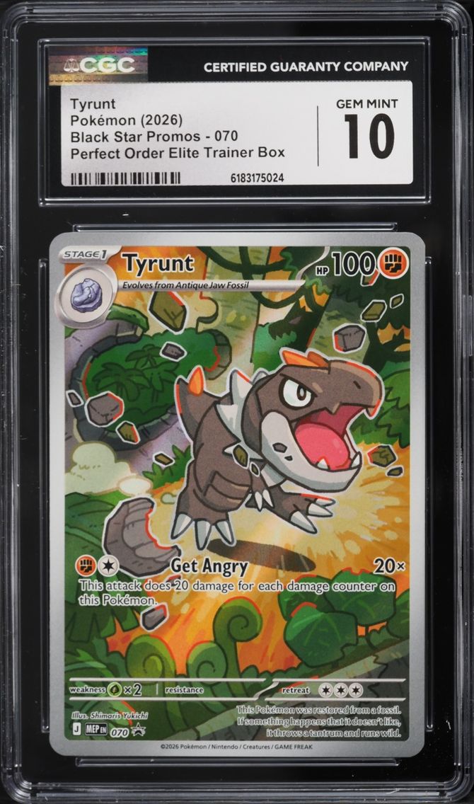2026 #70 Tyrunt CGC 10 Pokemon Mega Evolution Promo Perfect Order ETB Full Art