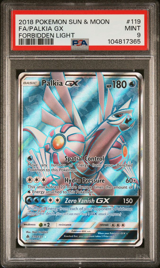 2018 #119 Full Art/Palkia GX PSA 9 Sun & Moon Forbidden Light Pokemon