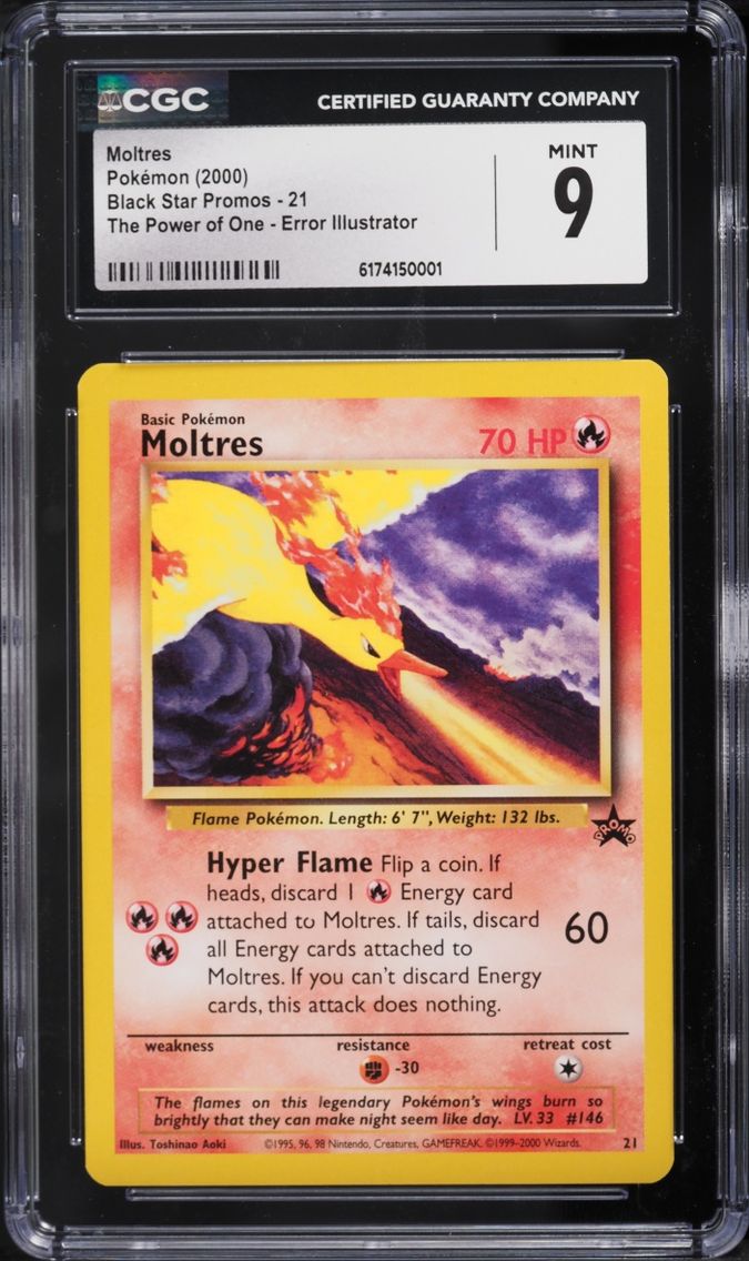 2000 Pokemon Black Star Promo The Power Of One Error Moltres #21 CGC 9 MINT