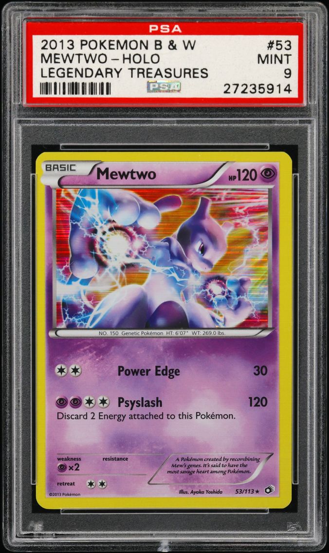 2013 #53 Mewtwo-Holo PSA 9 Black & White Legendary Treasures
