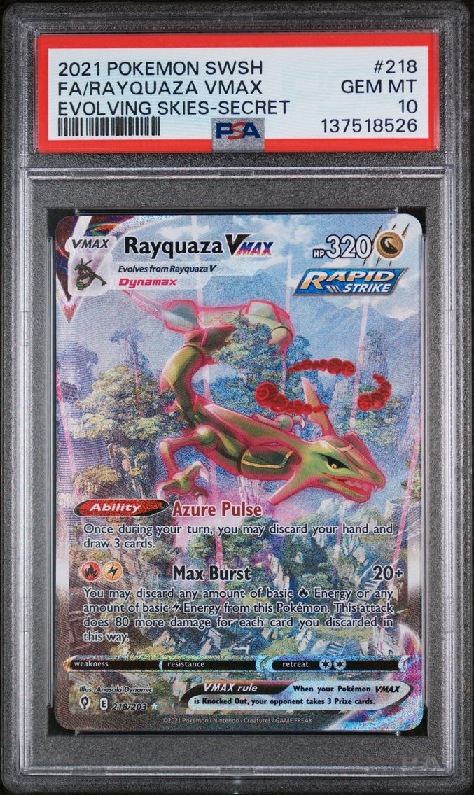 2021 #218 Full Art/Rayquaza Vmax PSA 10 Sword & Shield Evolving Skies