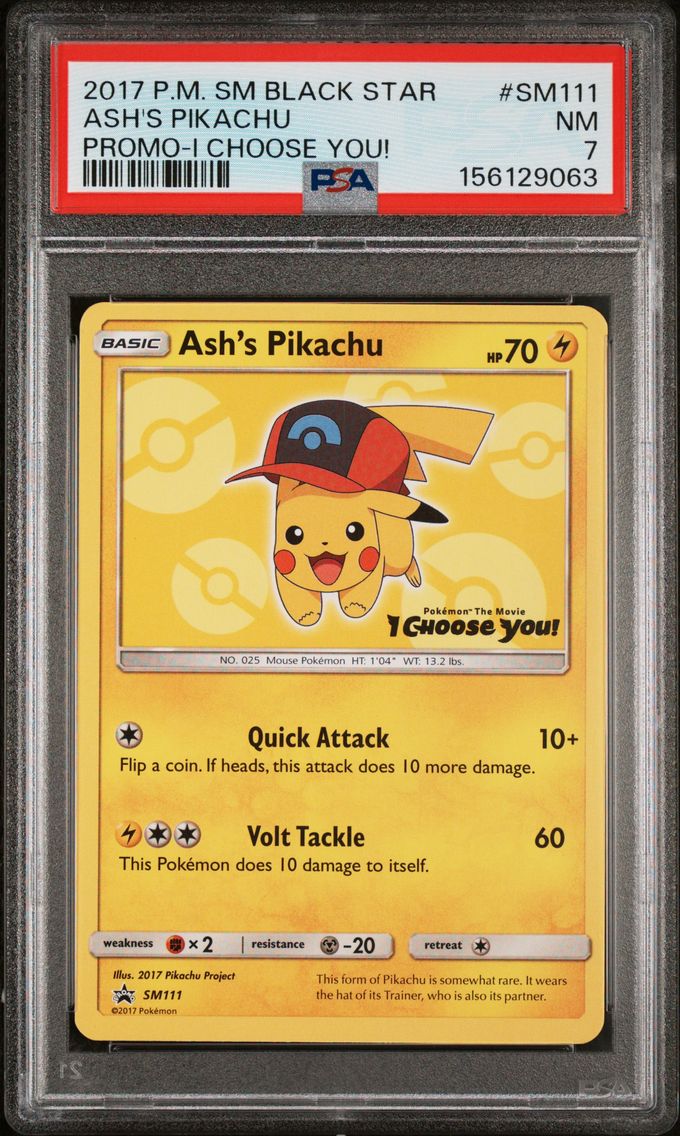 2017 #SM111 Ash's Pikachu PSA 7 SM Black Star Promo