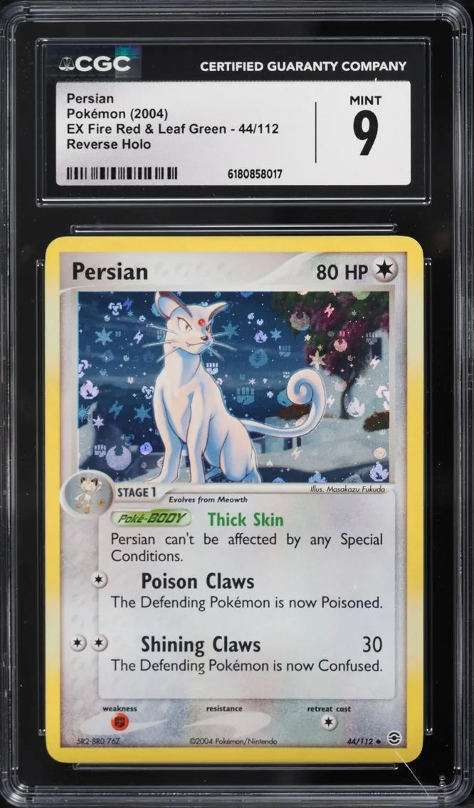 2004 Pokemon Ex Fire Red & Leaf Green Reverse Holo Persian #44 CGC 9 MINT