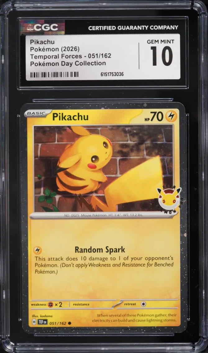 2026 Pokemon Scarlet & Violet Temporal Forces Day Collection Pikachu #51 CGC 10 GEM MINT