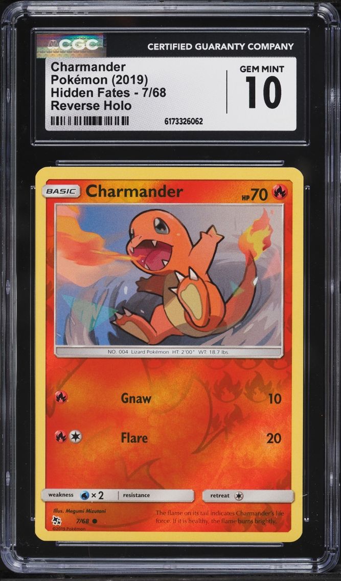 2019 Pokemon Sun & Moon Hidden Fates Reverse Holo Charmander #7 CGC 10 GEM MINT