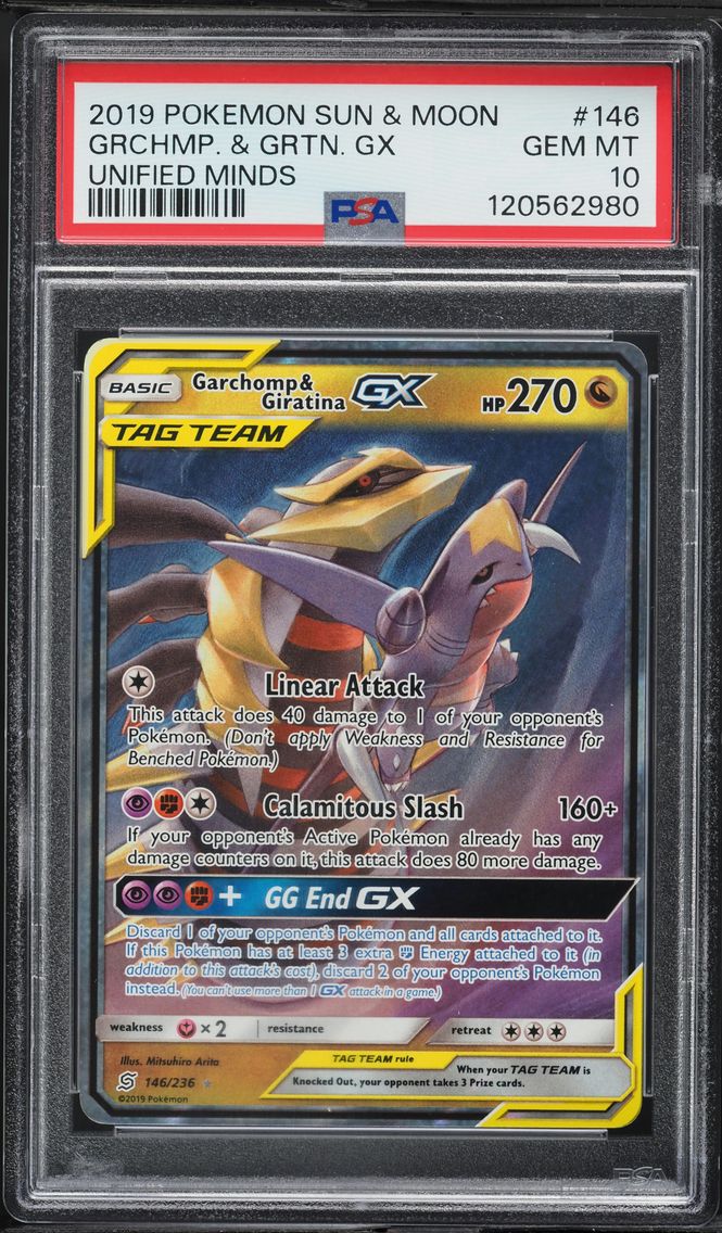 2019 #146 Garchomp & Giratina GX PSA 10 Sun & Moon Unified Minds Pokemon