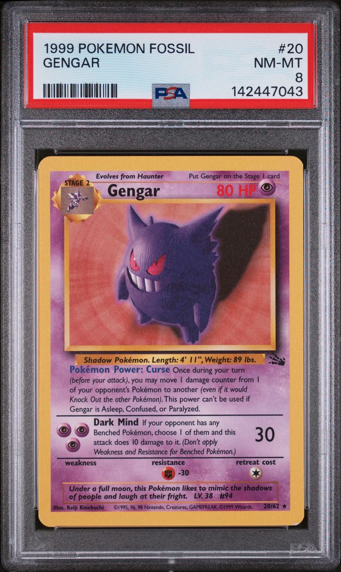 1999 #20 Gengar PSA 8 Fossil