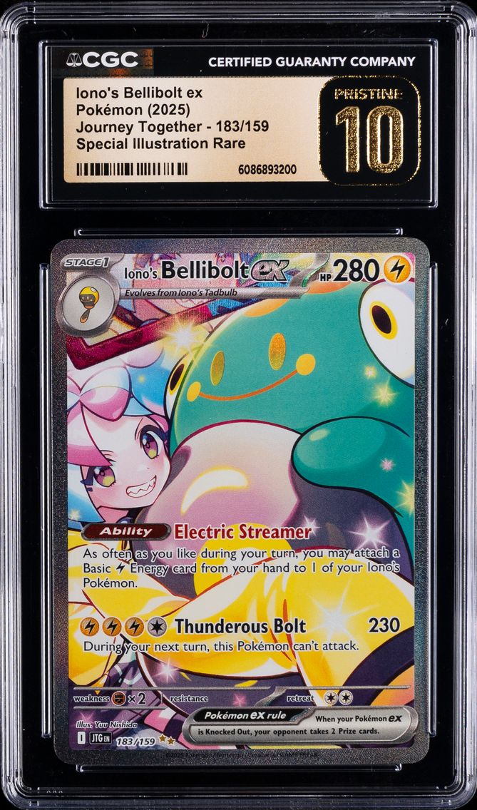 2025 #183 Iono's Bellibolt EX CGC 10 Pristine Jtg EN-Journey Together Pokemon