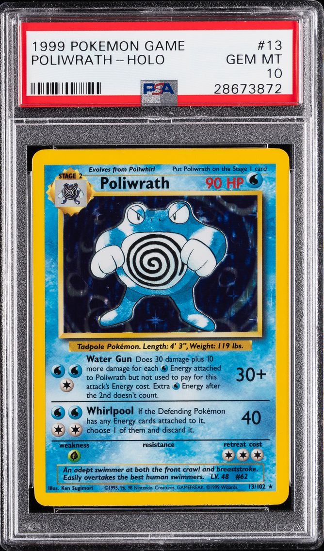 1999 #13 Poliwrath-Holo PSA 10 Game Pokemon