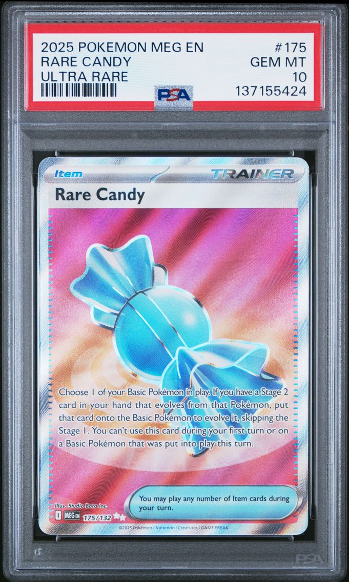 2025 #175 Rare Candy PSA 10 Meg EN-Mega Evolution Pokemon