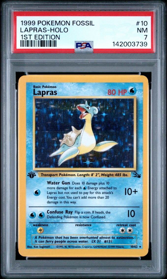1999 #10 Lapras-Holo 1st Edition PSA 7 Fossil Pokemon