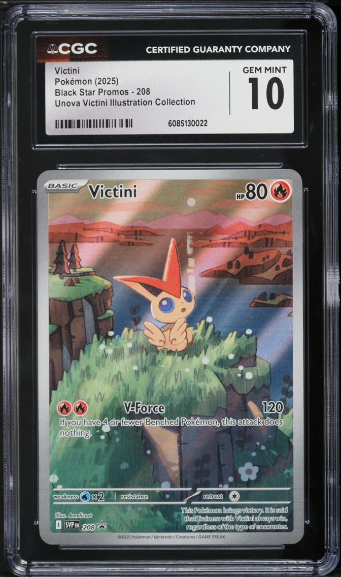 2025 Pokemon Scarlet & Violet Promo Unova Illustration Victini #208 CGC 10 GEM MINT