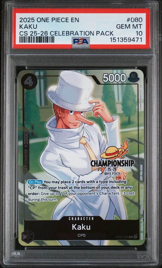 2025 #080 Kaku PSA 10 One Piece Championship 2025-26 Celebration Pack
