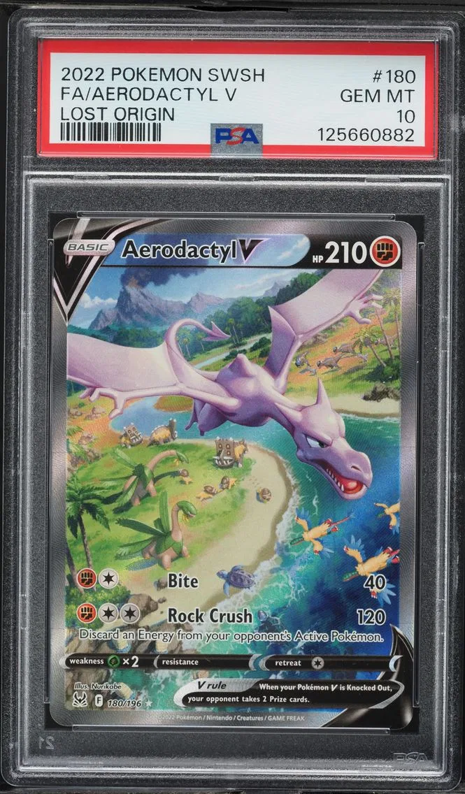 2022 #180 Full Art/Aerodactyl V PSA 10 Sword & Shield Lost Origin Pokemon