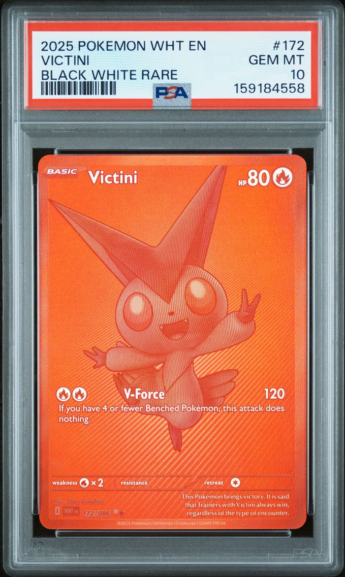 2025 #172 Victini PSA 10 Wht EN-White Flare