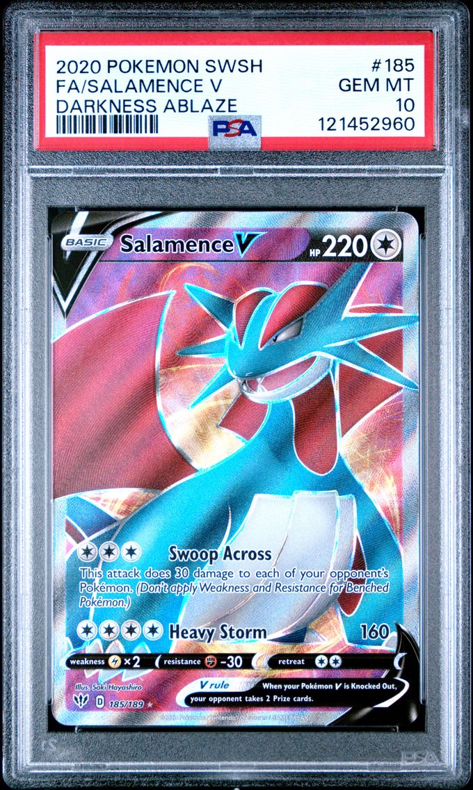2020 #185 Full Art/Salamence V PSA 10 Sword & Shield Darkness Ablaze