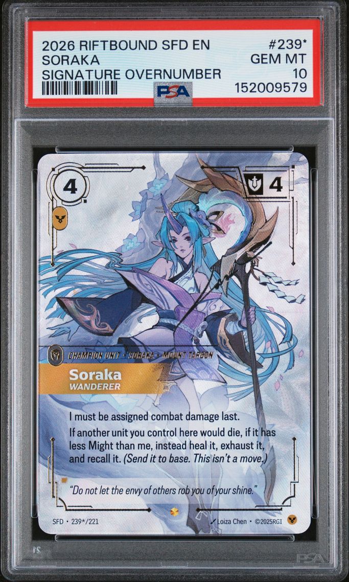 2026 #239* Soraka - Wanderer PSA 10 Riftbound: League of Legends Sfd-Spiritforged