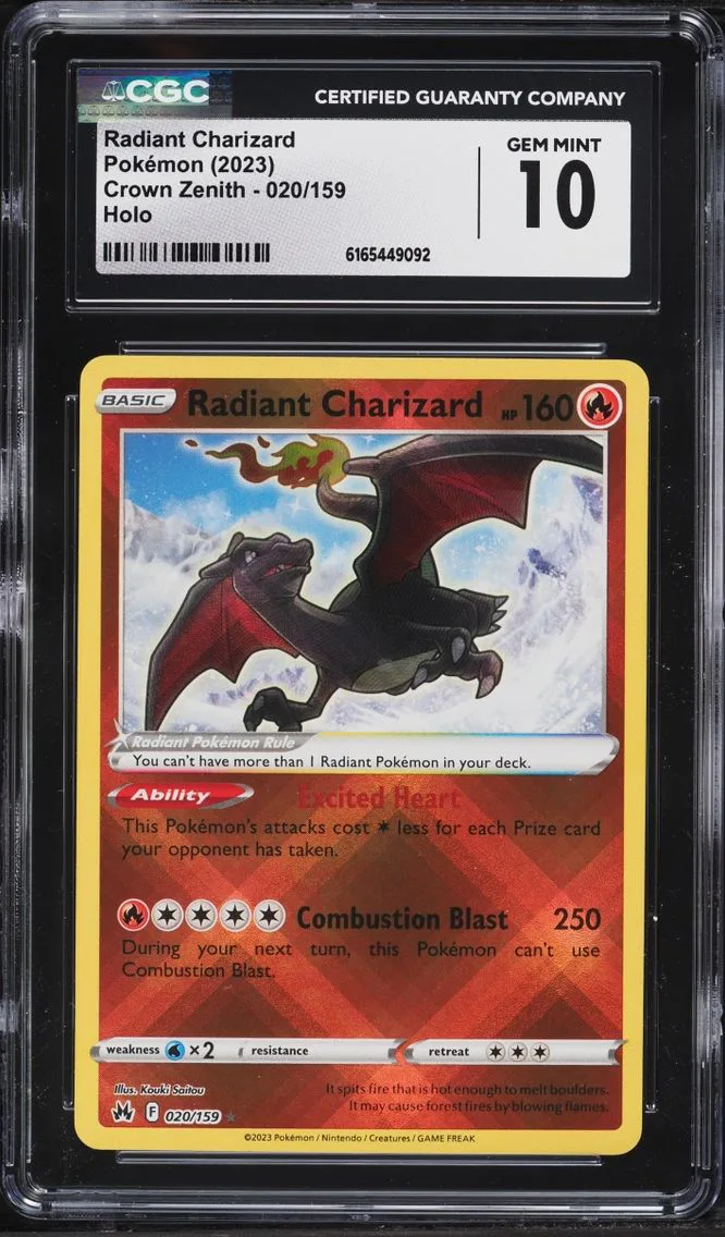 2023 #20 Radiant Charizard CGC 10 Pokemon Sword & Shield Crown Zenith Holo
