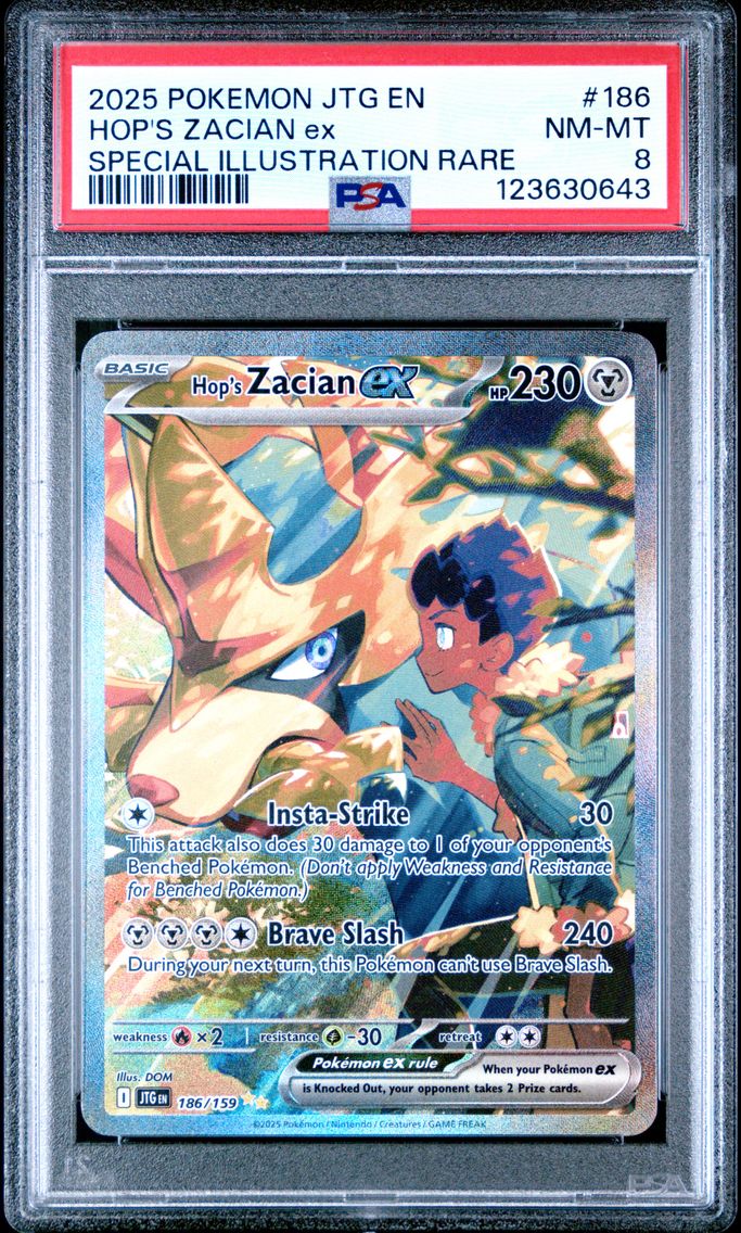 2025 #186 Hop's Zacian EX PSA 8 Jtg EN-Journey Together Pokemon