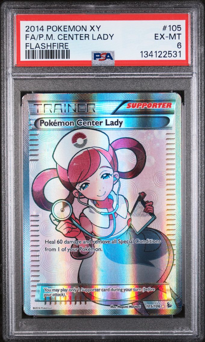 2014 #105 Full Art/Pokemon Center Lady PSA 6 XY Flashfire