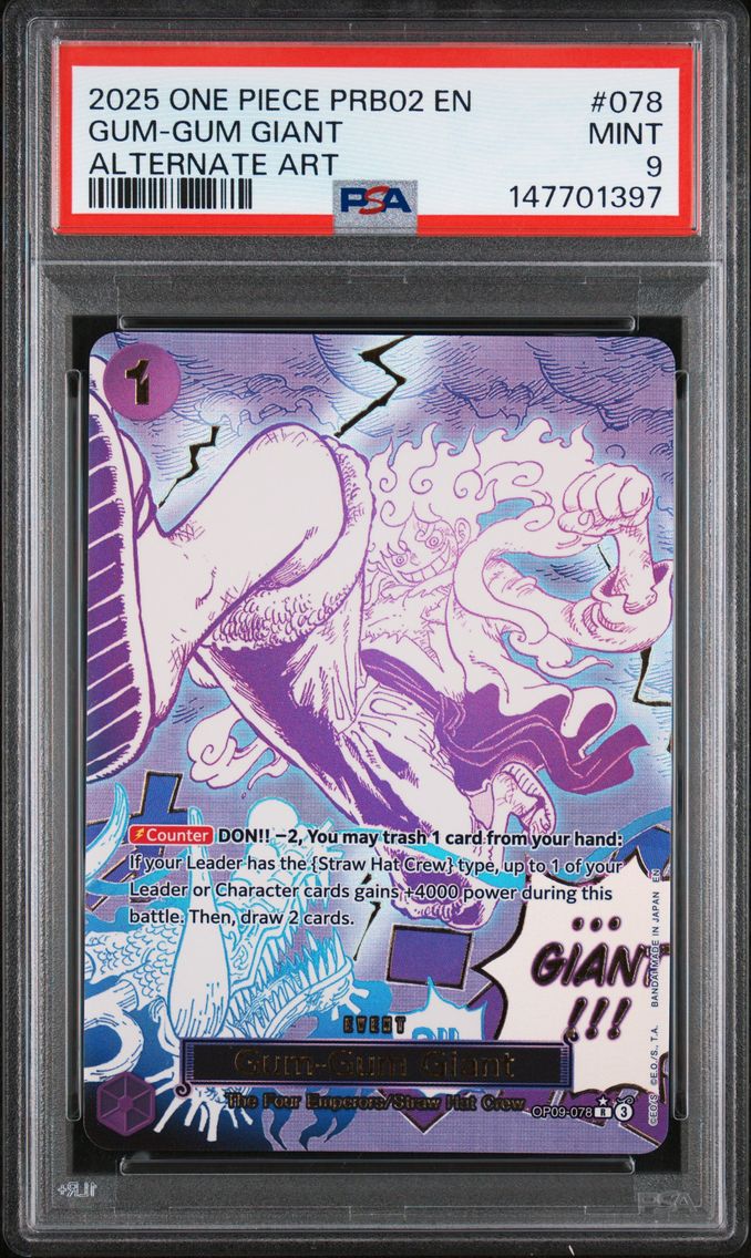 2025 #078 Gum-Gum Giant PSA 9 One Piece PRB02-Premium Booster -One Piece Card the Best- Vol.2