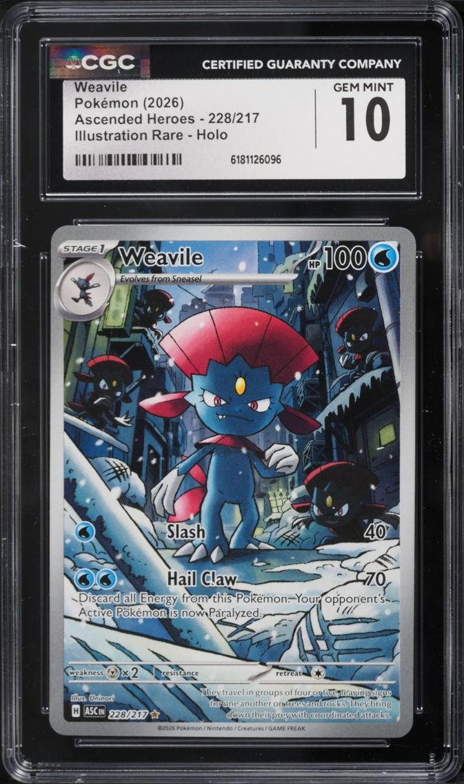 2026 Pokemon Mega Evolution Ascended Heroes IR Weavile #228 CGC 10 GEM MINT