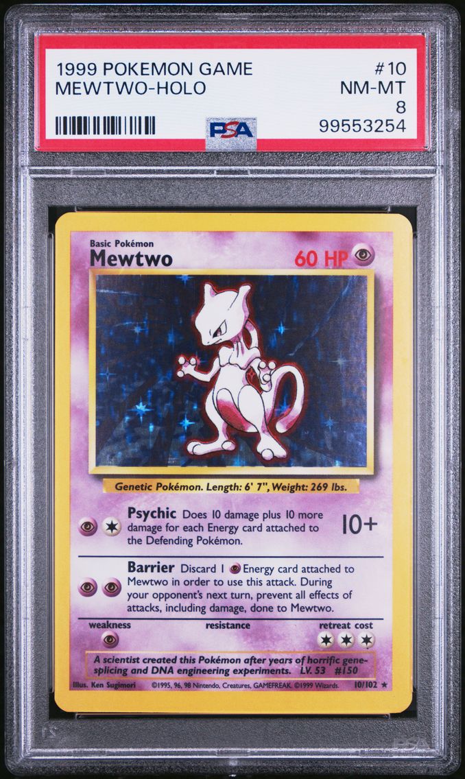 1999 #10 MEWTWO-HOLO PSA 8 POKEMON GAME