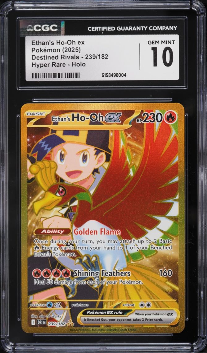 2025 Pokemon Scarlet & Violet Destined Rivals Gold Rare Ethan's Ho-Oh EX #239 CGC 10 GEM MINT
