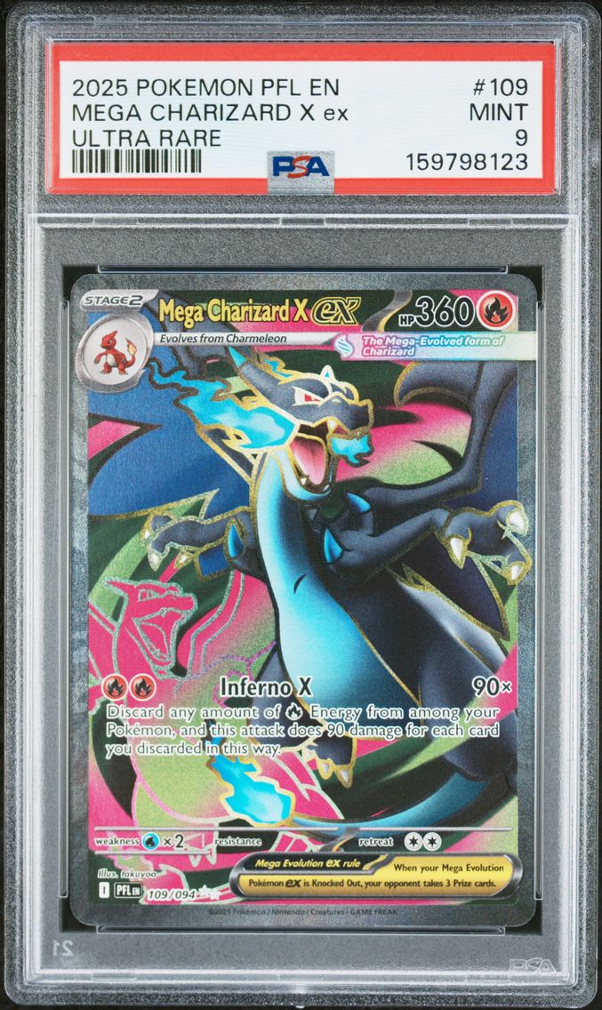 2025 #109 Mega Charizard X EX PSA 9 Pfl EN-Phantasmal Flames