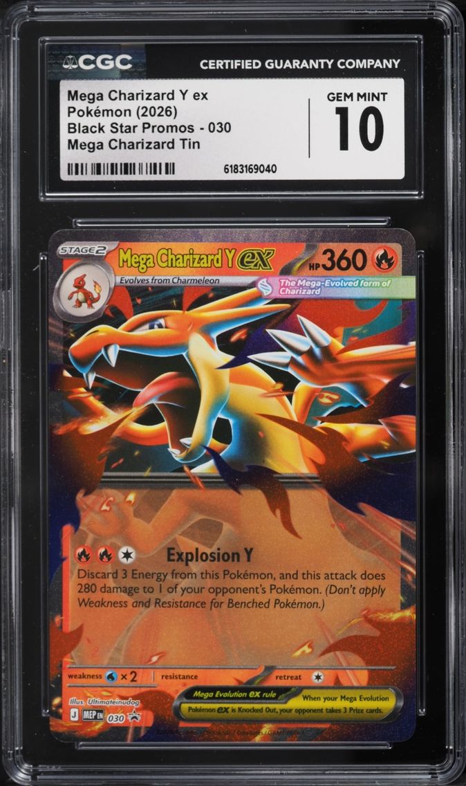 2026 Pokemon Mega Evolution Promo Tin Mega Charizard Y EX #30 CGC 10 GEM MINT