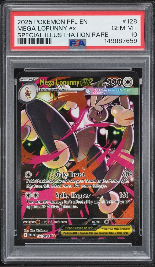 2025 Pokemon Mega Evolution Phantasmal Flames SIR Mega Lopunny Ex #128 PSA 10 GEM MINT