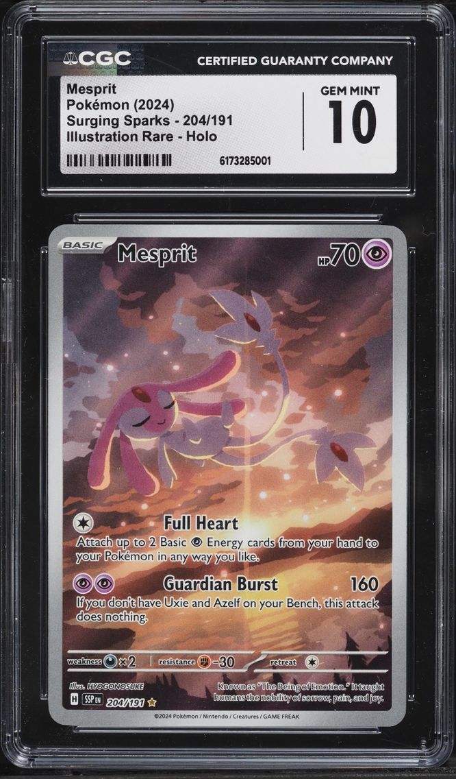 2024 Pokemon Scarlet & Violet Surging Sparks IR Mesprit #204 CGC 10 GEM MINT
