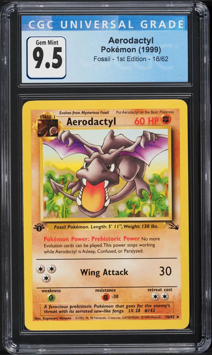1999 #16 Aerodactyl 1st Edition CGC 10 Fossil Pokemon