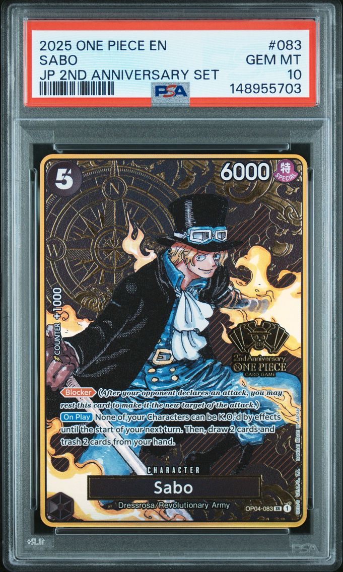 2025 #083 Sabo PSA 10 One Piece Japanese 2nd Anniversary Set