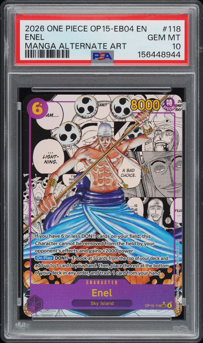 2026 #118 Enel PSA 10 One Piece OP15-EB04-Adventure on Kami's Island