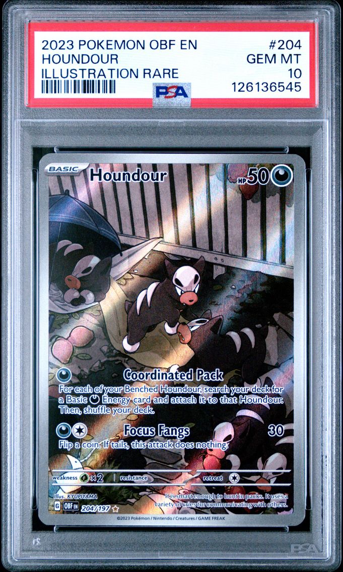 2023 #204 Houndour PSA 10 Obf EN-Obsidian Flames