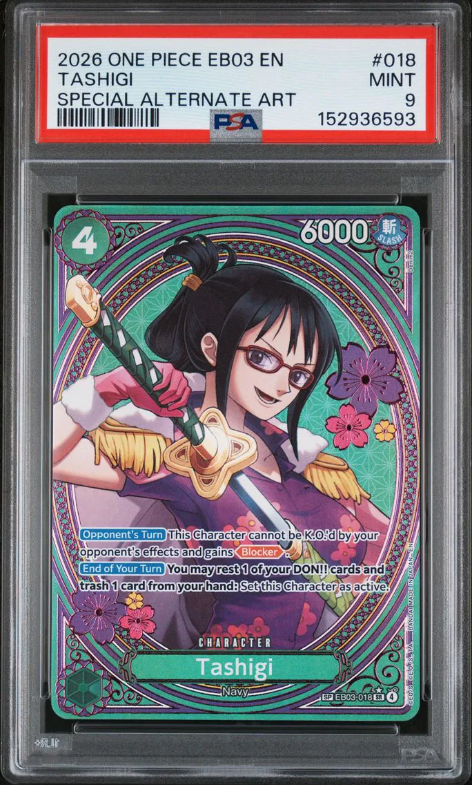 2026 #018 Tashigi PSA 9 One Piece EB03-Extra Booster -One Piece Heroines Edition-