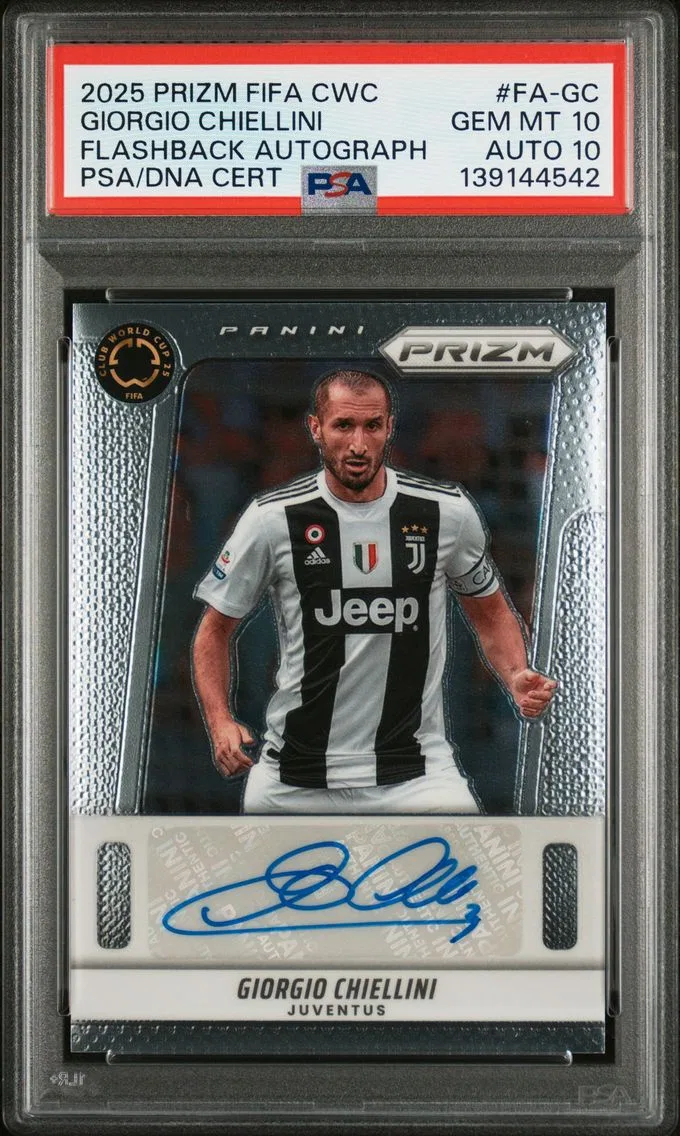 2025 #FA-GC Giorgio Chiellini PSA 10 Base Panini Prizm FIFA Club World Cup Flashback Autographs Soccer