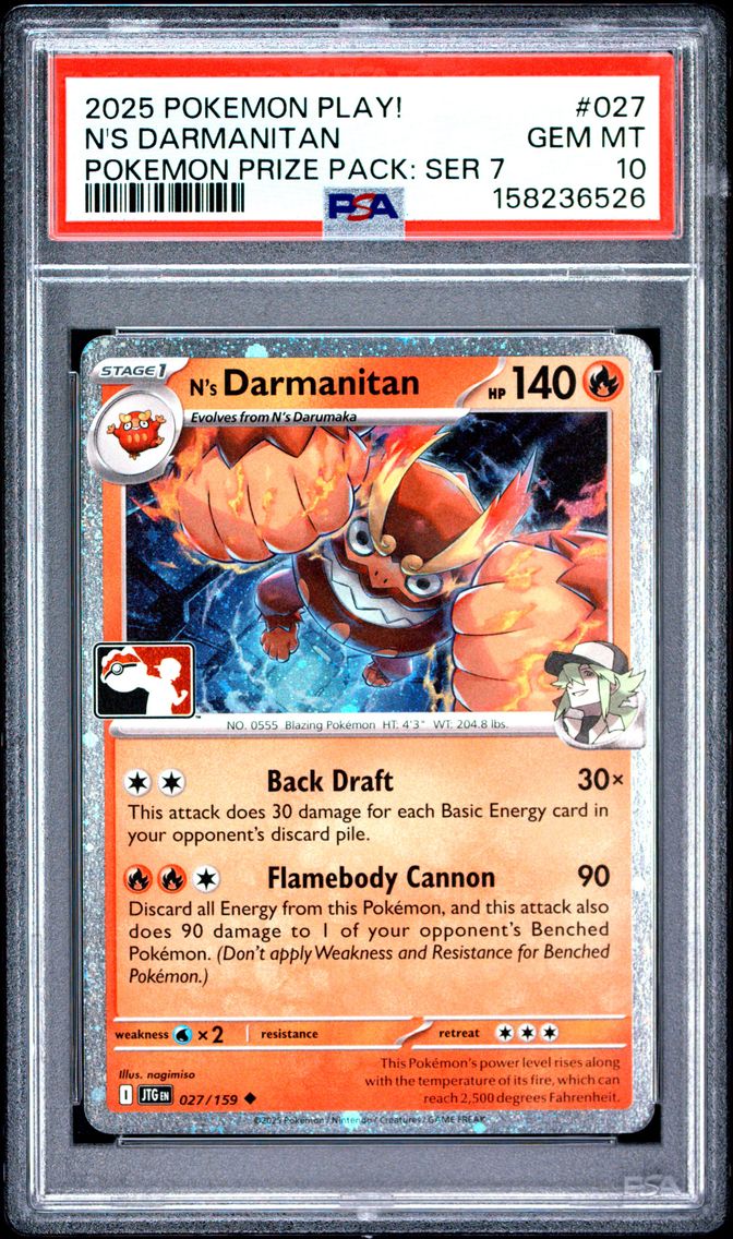 2025 #027 N's Darmanitan PSA 10 Play! Pokemon Prize Pack: Series 7