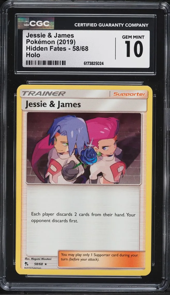 2019 Pokemon Sun & Moon Hidden Fates Holo Jessie & James #58 CGC 10 GEM MINT