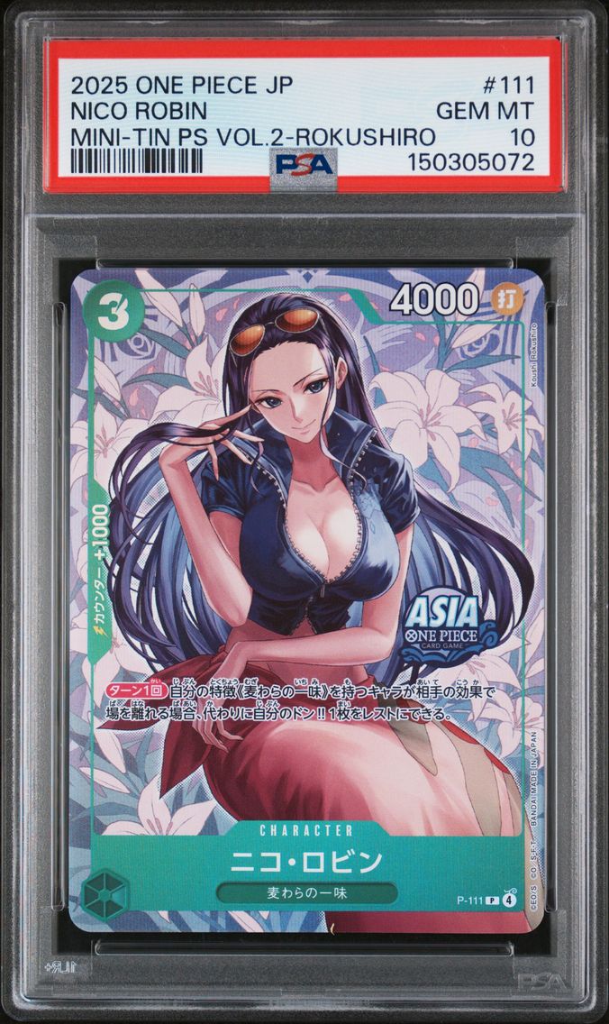 2025 #111 Nico Robin PSA 10 One Piece Japanese Mini-Tin Pack Set Vol.2