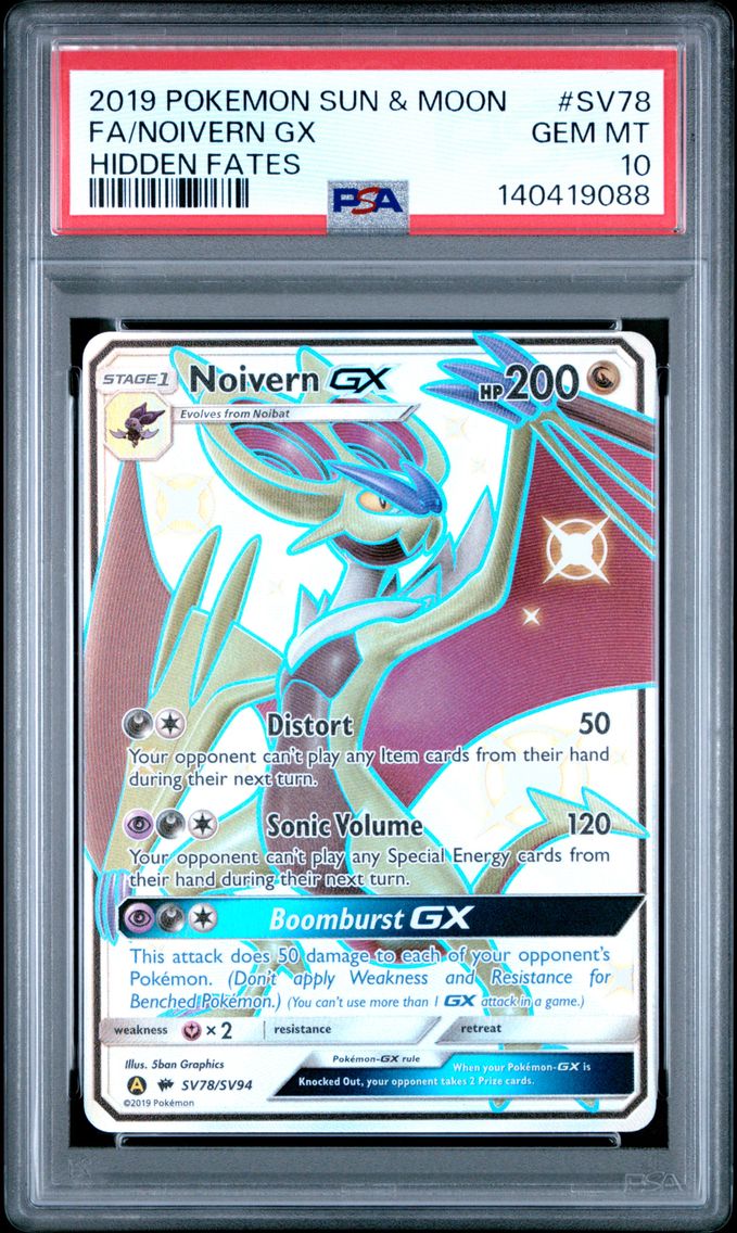 2019 #SV78 Full Art/Noivern GX PSA 10 Sun & Moon Hidden Fates Pokemon