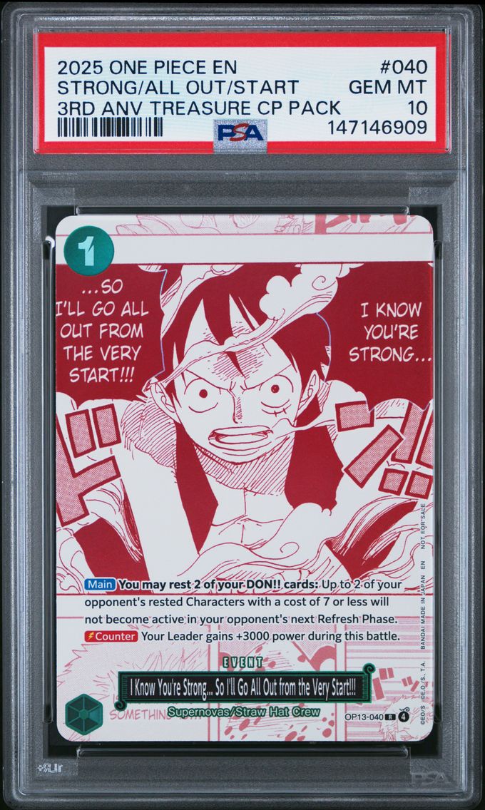 2025 #040 I Know You're Strong... So I'll Go All Out From the Very Start!!! PSA 10 One Piece 3rd Anniversary! One Piece Card Treasure Campaign Pack