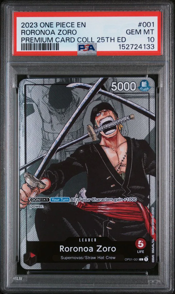 2023 #001 Roronoa Zoro PSA 10 One Piece Premium Card Collection 25th Edition